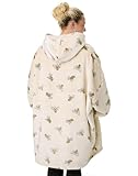 Disney Winnie The Pooh Womens Wearable Blanket Hoodie | Adults Beige Hooded Pullover with Teddy Bear Character and Bumble Bee All Over Print | Ladies One Size Sherpa Lined Loungewear with Pockets - Image 3