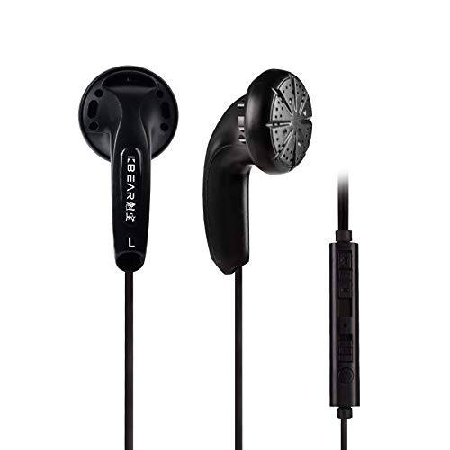 KBEAR Stellar 1DD HiFi Earbud Headphone, KINBOOFI Wired Earphone Stereo Headset Compatible with Tablets, Android Phone, MP3 Player (with Mic, Black, 1 Pair)