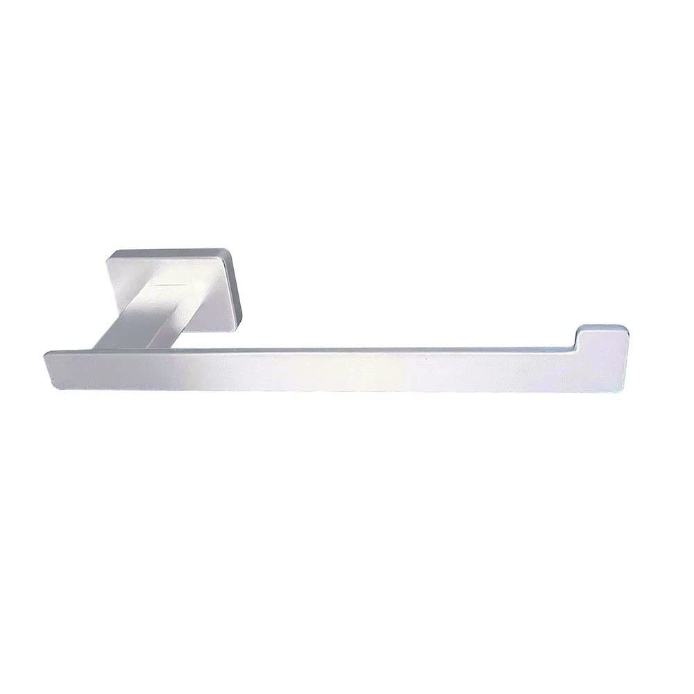 Pack Conjunto de 4 Accesorios de baño con Acabado Blanco Mate. Toallero de Anilla, toallero de Barra, Percha y portarrollos