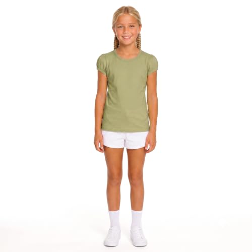 Image of Lilax Girls Short Puff Sleeve Cotton T-Shirt, Toddler & Little Girls Top | 95% Cotton Puff Sleeve Tee; Crewneck, Short Sleeve; Toddler & Girls Sizes 2T-12; for School, Play & Everyday; Machine Wash