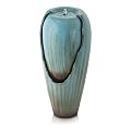 Alpine Corporation DIG100XS Outdoor Floor Antique Jar Water Fountain with LED Lights, Vintage Light Waterfall, 33", Turqoise