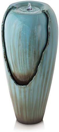 Alpine Corporation DIG100XS w/LED Light Water Jar Fountain, 32 Inch Tall, Turquoise