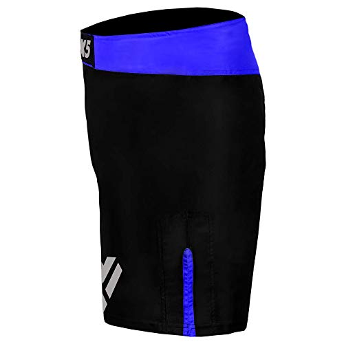 MAX5 MMA BJJ Mixed Martial Arts Shorts Cross Training Muay Thai Workout Shorts (Blue, X-Large)