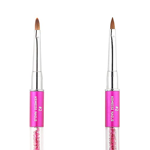 Kemeisi 1Pc Rhinestone Metal Handle Salon Using 3D Acrylic Art Nails Design Kolinsky Acrylic Nail Brush Size 2,4,6,8,10 (#2) #TOP4
