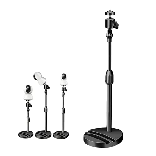 Coolotic 室内監視カメラスタンド 1/4 インチ標準ネジ仕様・多機種対応 卓上カメラスタンド 1/4インチネジ対応 高剛性樹脂製 加重安定台座 WEBカメラ スマホ GoPro 監視カメラ 兼用 高さ調整可能 360度ボールジョイント ブラック