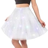 URAQT Tutu Mujer LED Luces de Colores, Tutu Falda Mujer Lentejuelas Estrellas, Tutú para Mujer, Falda De Baile De Estrella De Lentejuelas para Danza Fiesta y Halloween Disfraz