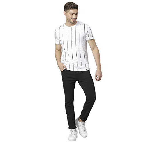 Image of Dennis Lingo Men's Pure Cotton Striped Half Sleeves Casual T-Shirt