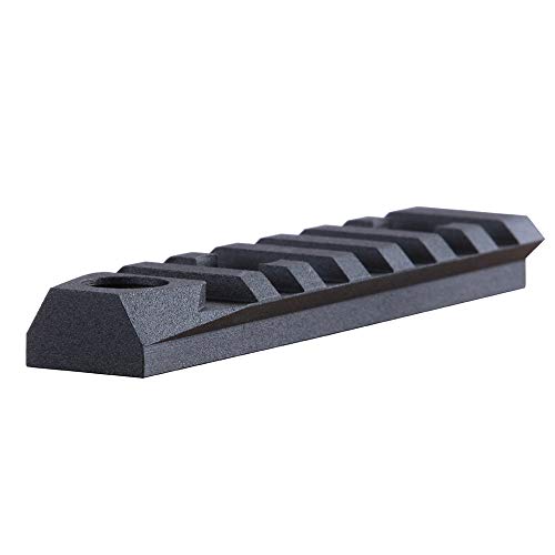 Tufok 7-Slot Alumimun Picatinny Rail - Thin 0.37In Height Rail Section Adapter Mount With Socket For 3/8" Qd Sling Mount Attachment Black #TOP1