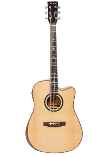Image of Vault DA60CE 41-Inch Solid Spruce Top Electro-Acoustic Guitar with Dual EQ Pickup and Armrest - Natural