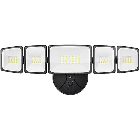 SZPOWER 70W LED Flood Lights Outdoor Waterproof IP65, 5 Heads Exterior Security Lights with 360° Lighting Angle, 6500K Super Bright Floodlight Fixture, Outside Lights for House, Backyard Cover