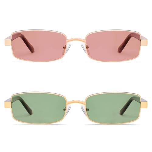 Image of VANLINKER Retro Rectangle Polarized Sunglasses for Women Men Small 90s Vintage Trendy Slim Narrow Rectangular Frame VL9684