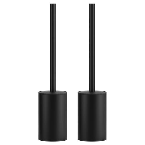 Image of FORIOUS Toilet Brush and Holder Set, 304 Stainless Steel Heavy Duty Base and Handle for Bathroom Deep Cleaning, Toilet Bowl Cleaners Brush with Holder, Space Saving for Storage (2, Matte Black)