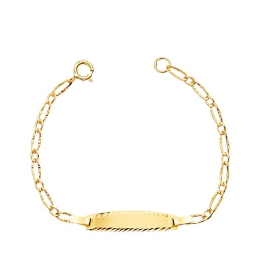 Inmaculada Romero IR Esclava Bebé Oro 18k con 11cm. eslabones 3x1 alternada 1.5mm. ancho chapa 19 x 4mm.. Grabación incluida en el precio - Personalizable - GRABACIÓN INCLUIDA EN EL PRECIO
