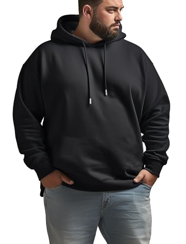 Mens 2024 Casual Cotton Hooded Collar Drawstring Black Hoodies Pullover Sweatshirts Casual Long Sleeve Shirts 4xl4
