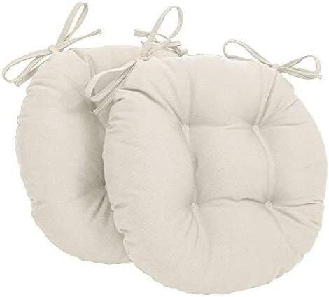 Corredocasa 2 Cuscini Sedie Cucina Made in Italy Copri Sedia Trapuntato Rotondo Cuscino Coprisedia Tinta Unita con Laccetti Set da Sala Pranzo per Soggiorno o da Esterno (Beige Chiaro)