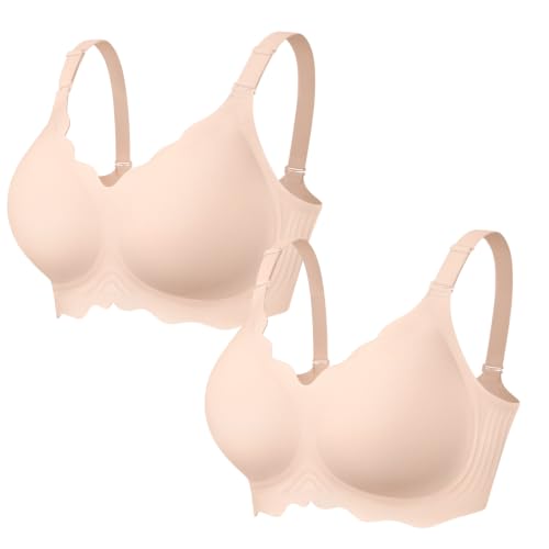 Image of OEAK Women Value Series Jelly Bras Wireless Pushup Convertible Bra | Everyday Essentials,Comfortable Bralettes,No Underwire,Full Coverage,Support Lift,Tshirt,Soft,Seamless,Scalloped
