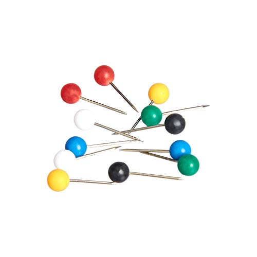AmazonBasics Push Pins Map Tacks, Plastic Head, Steel Point, Assorted Colors, 200-Pack