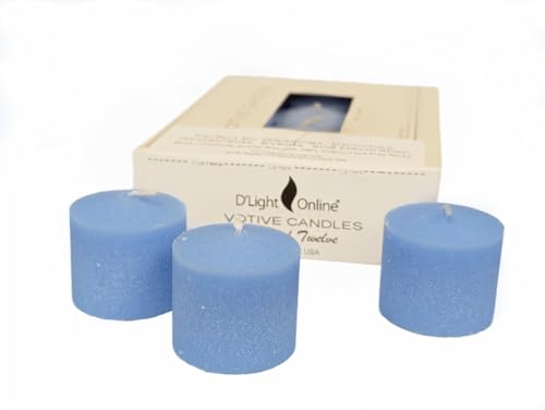 D'light Online Long 10 Hour Burn Time Unscented Votive Candles - Small Candles for Birthdays, Baby Shower, Home Decoration, Restaurants and Weddings (Light Blue, 10 Hour - Set of 12)
