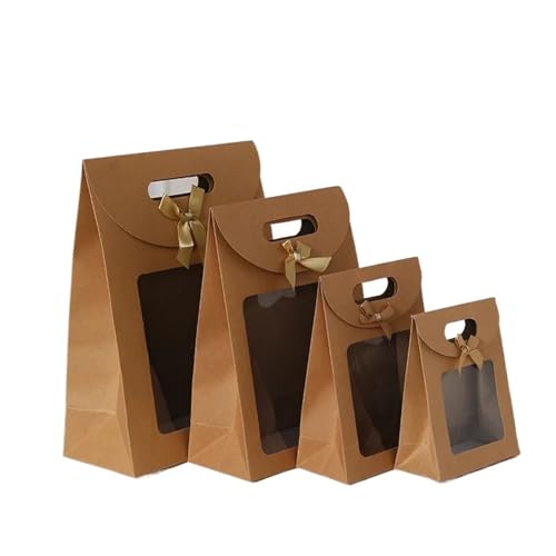 Sac en papier avec poignée sac portatif d'emballage cadeau avec fenêtre d'espace libre PVC 24pcs