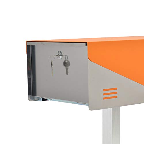 Katanabox Prime Op - Stainless Steel Post Mount Modern Design Mailbox With Lock And Key Extra Large Letterbox Rust Proof For Modern House Apartment Rural Roadside 17" X 11" X 7"(Green) #TOP4