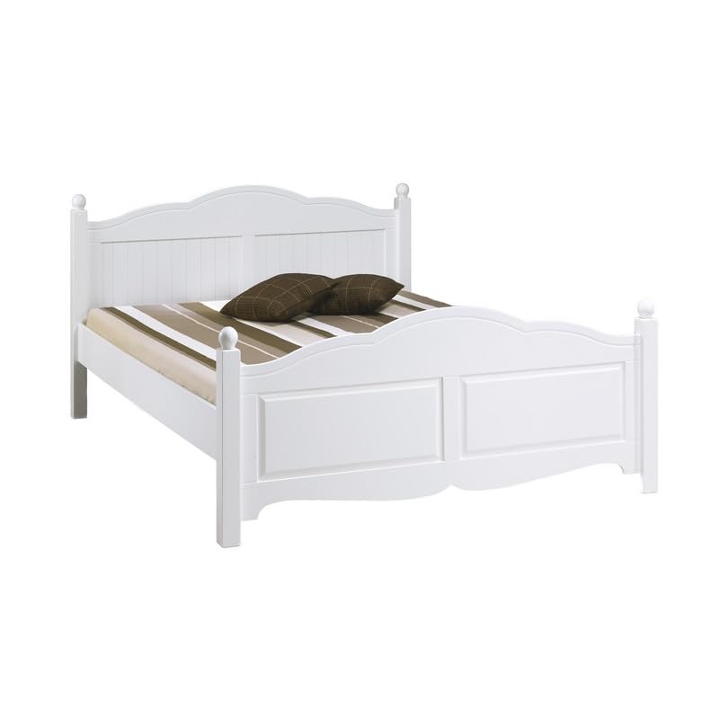 ACTUAL DIFFUSION Lit Blanc 2 Places pour Couchage 160 x 200 Style Anglais L 169 H 100 P 208 cm