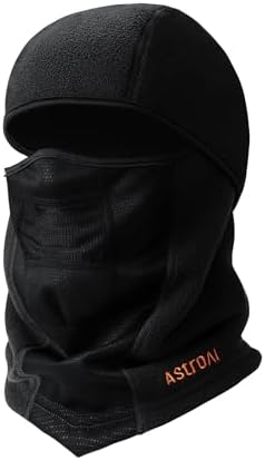 AstroAI Balaclava Ski Mask Winter Fleece Thermal Face Mask Cover for Men Women Warmer Windproof Breathable, Cold Weather Gear for Skiing, Outdoor Work, Motorcycling, Snowboarding, Black-M, 21.5-23