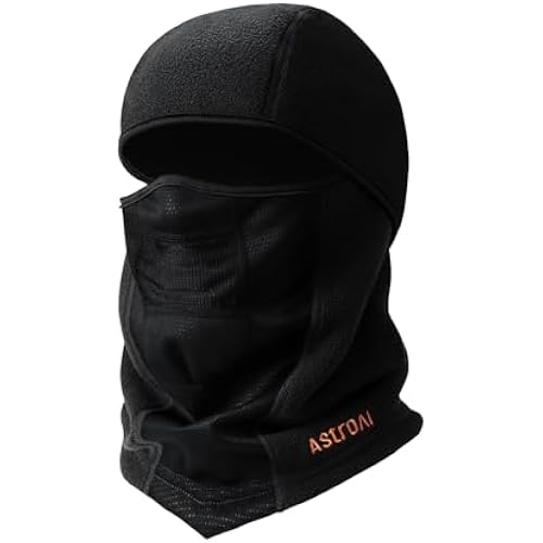 AstroAI Windproof Ski Mask, Winter Thermal Fleece Balaclava, Black-M