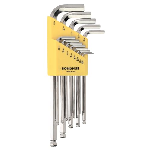 Bondhus 16937 Set of 13 Balldriver L-wrenches with BriteGuard Finish, Long Length, sizes .050-3/8-Inch