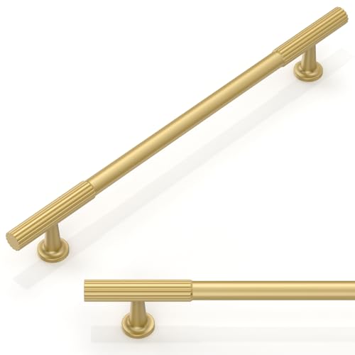 Talentedeco 10 Pack Brushed Gold Cabinet Pulls 8 Inch(203mm) Kitchen Cabinet Handles Cabinet Hardware for Drawer Pulls