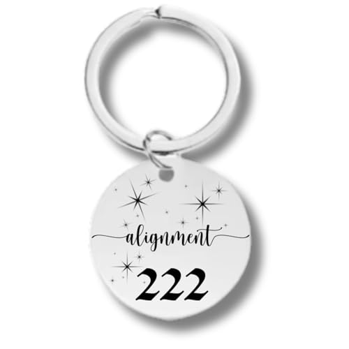 Angel Numbers, Stainless Steel Rectangular Wish Keychain (222, Silver Color)