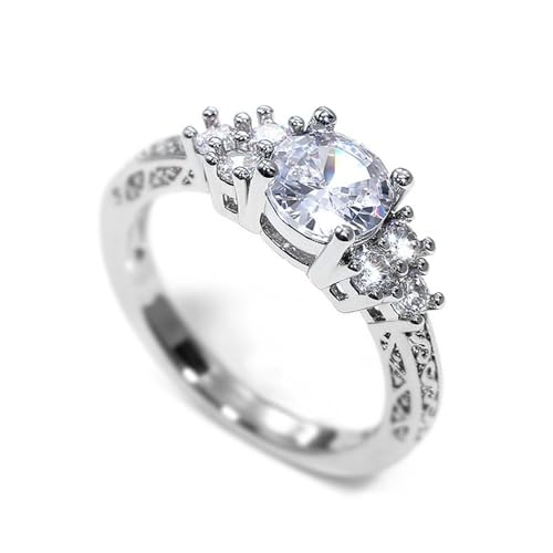 White Gold Plated Luxurious Shiny Round Cubic Zirconia Engagement Rings Wedding Bridal Band Promise Rings Evening Parties Anniversary Valentine's Day Gifts Eternity Bands for Women2