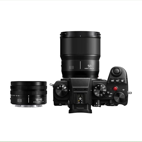 Image of Panasonic DC-S5DWE-K Lumix S5D Full Frame Mirrorless Camera Body, 24.2MP, 4K 60P Recording, Live View Finder, Free Angle Monitor, Wi-Fi, Bluetooth, with S-R1840E 18-40 mm & S-S50ME 50 mm Lenses, Black
