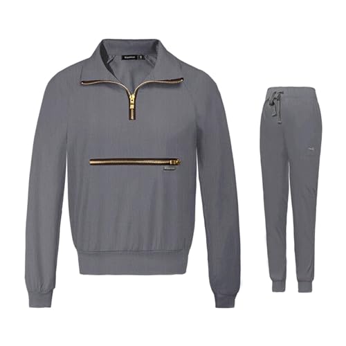 Amagogo Conjunto de médica para mujer, Top y pantalones, uniforme de Hospital cómodo y transpirable, ropa de trabajo de enfermera, uniforme de enfermería, L gris