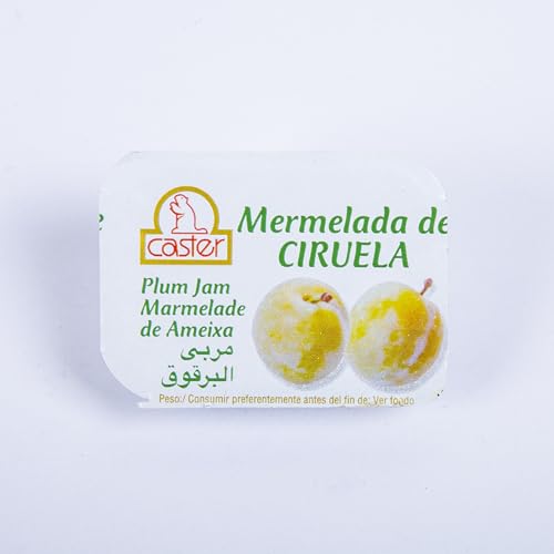 Mermelada en Monodosis 20g – Caja de 396 Tarrinas Individuales | Caster – Ideal para Hostelería, Oficinas y Uso en Casa (Ciruela)