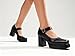 Greemarliy Platform Mary Jane Heels for Women Chunky Low Block Heels Patent Mary Jane Round Toe Pumps with Buckle Strap Retro Fashion Closed Toe Dress Shoes