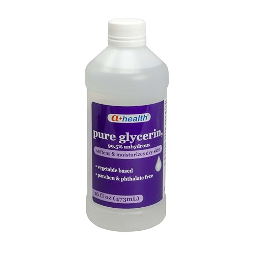 A+Health Pure Glycerin, 16 Fl Ounces, Softens and Moisturizes Dry Skin, Vegetable Based, Paraben, Phthalate Free, Multi-Purpose, 99.5% Anhydrous, Made in USA