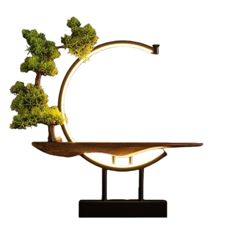 HeartTrend 禅の美学と実用的な機能を組み合わせた中国の装飾品には、釈迦牟尼仏像、歓迎の松の模造品、逆流する香、円形の暖かい照明、木製の台座、仏数珠などの要素が巧みに組み合わされています。 (半円灯籠1個 + 松葉台座)