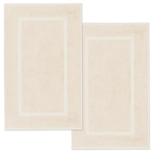 Lavea® Lot de 2 Tapis de Bain 50x80 cm Doux et Absorbants – 100% Coton, Tapis de Salle de Bain Lavables – Idéals comme Tapis de Douche ou de Bain –...