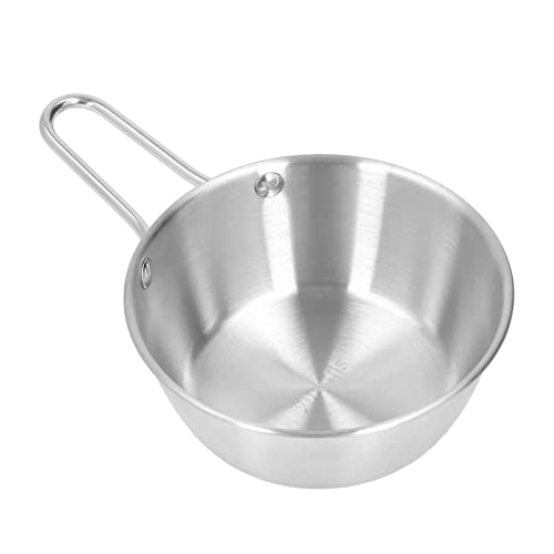 Restokki Stainless Steel Simple Design Anti Scalding Bowl with Handle for Camping Hiking (Silver)