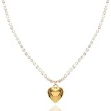 JEAIRTS Rhinestone Heart Choker Necklace Sparkly Crystal Chokers Minimalist Love Pendant Necklaces Fashion Rhinestone Chain Jewelry Party Prom Accessories for Women(2-Gold)