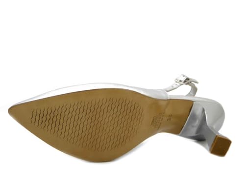 Escarpins slingback E5TA70 en cuir argenté de qualité supérieure - 5