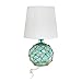 Elegant Designs LT1050-AQU Buoy Rope Nautical Netted Coastal Ocean Sea Glass Table Lamp with White Fabric Shade, Aqua