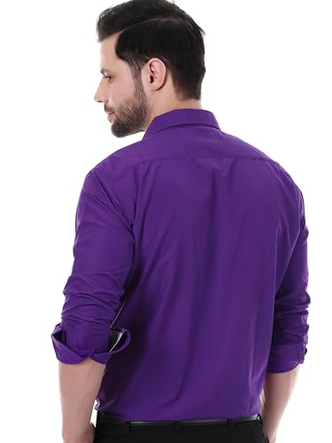 Image of XJARVIS Austin Men's Combed Cotton Shirt | Solid Plain Formal & Casual Shirt for Men | Regular Fit | Spread Collar | Full Sleeve | Office Wear Shirt with Pocket