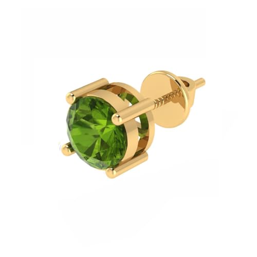 Image of Single Stud For Men & Boys | Gold Plated Pure 925 Sterling Silver Earring | 6mm X 6mm Round Shaped Gemstone Single Screwback Stud | Gift for Men & Boys | Model ERSMY00935