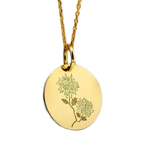Collier en argent sterling 925 et breloque fleur fine de novembre premium