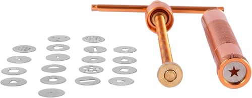 Image of 22Pcs Stainless Steel Metal Clay Extruder with 20 Tips Fondant Sugara Paste Extruder Ceramics Pottery Polymer Modeling Decorating Cake Decor Tools Set (Rose Gold)