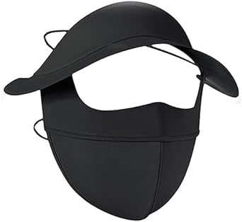 Ice Silk Vinyl Full Face Sunscreen Mask, UV Protection Cooling Mask, Womens Sun Protection Hat Ear-Hook Adjustable Straps