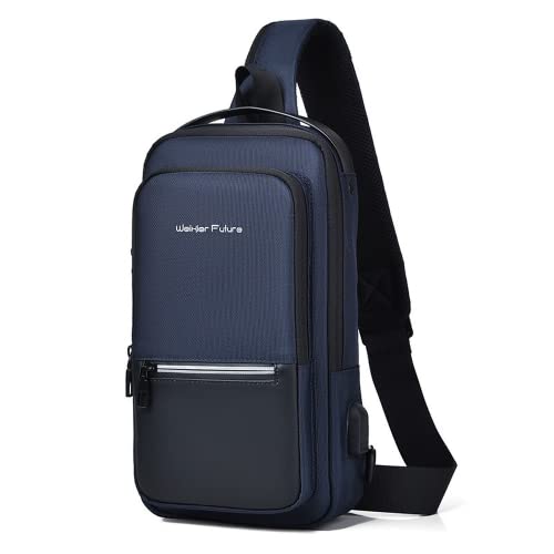 Bolsa tiracolo masculina impermeável USB Oxford, bolsa tiracolo antirroubo, mochila multifuncional,