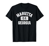Marietta Georgia Gym Style Distressed White Print T-Shirt
