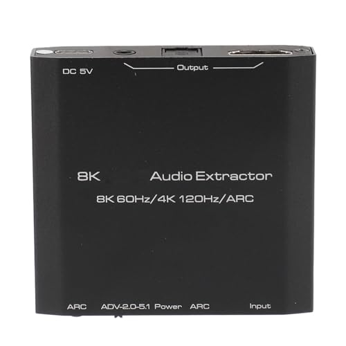 HD Multimedia Interface Sound Extractor HDR Support 8K 60Hz 4K 120Hz, Réglage EDID HD Optique SPDIF 3.5MM Convertisseur de son, Adaptateur HD Sound Splitter